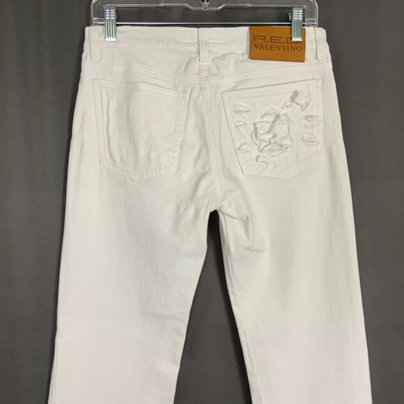 RED Valentino White Straight Leg Mid-Rise Jeans Sz 28 - Picture 2 of 16